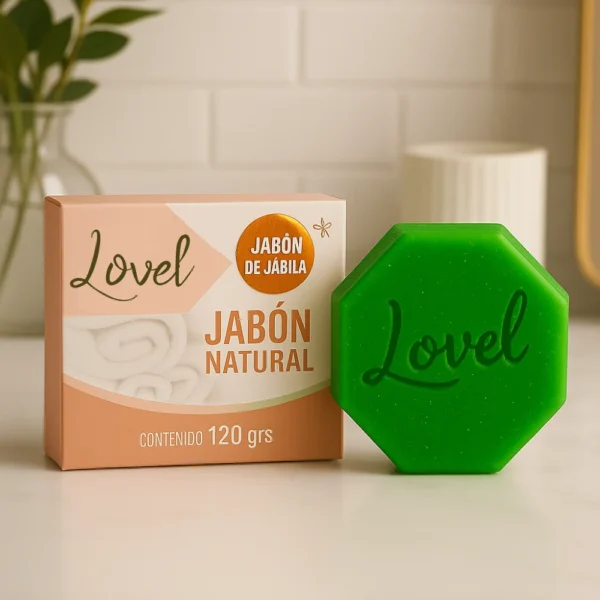 Jabón de sábila (aloe vera) Lovel para hidratar y revitalizar la piel del rostro con efecto anti-edad
