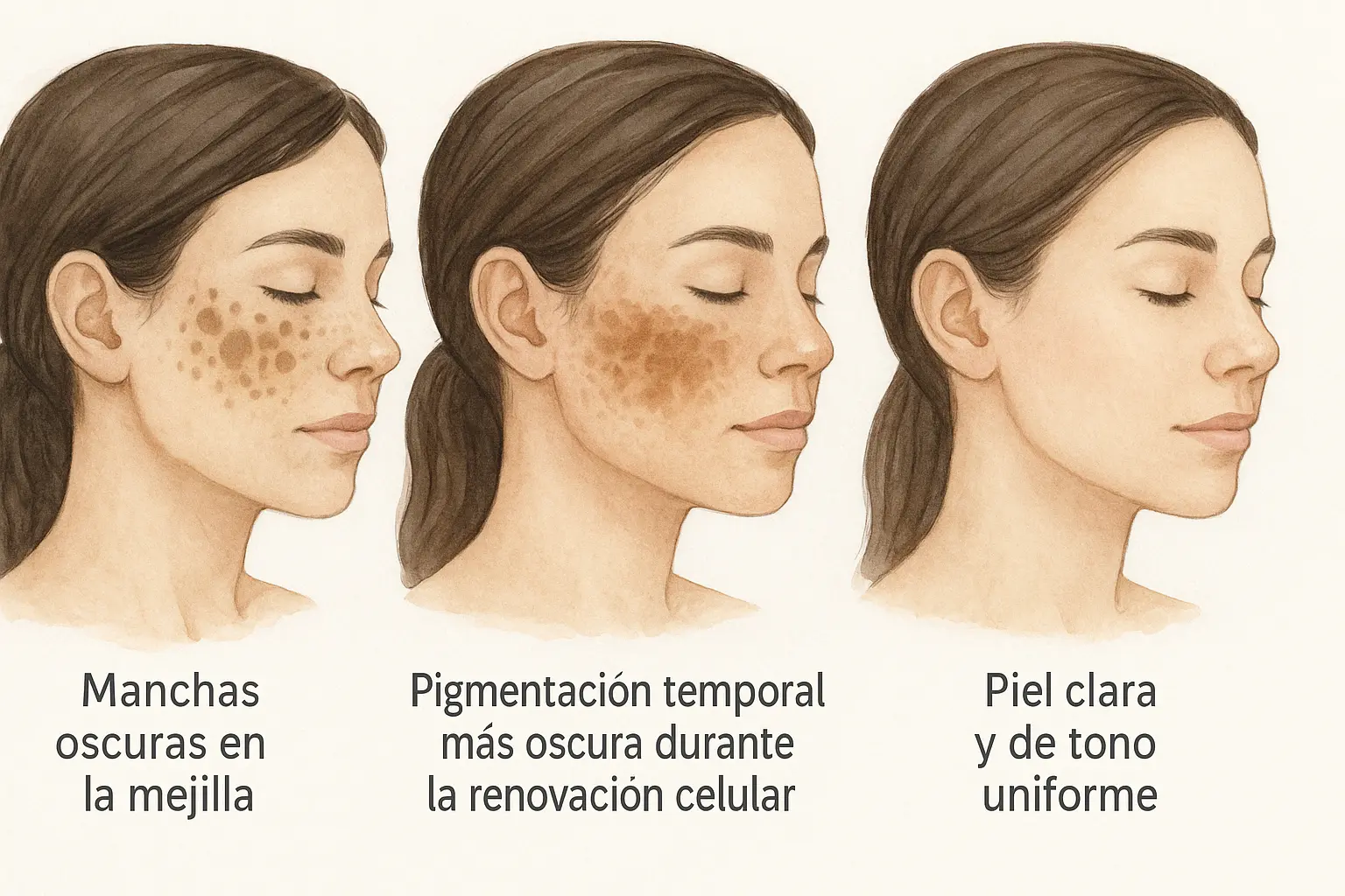 Proceso de color de piel al usar un despigmentante